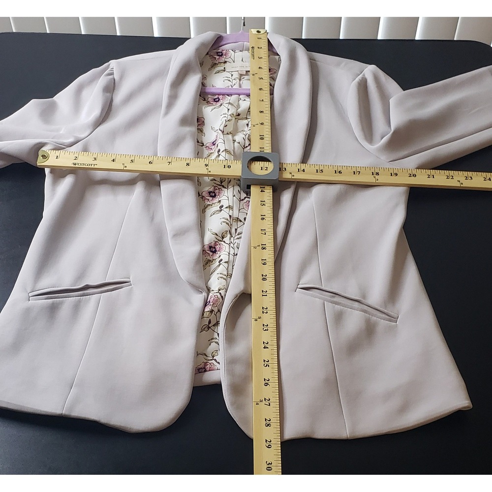 Skies Are Blue Lavender Gray Floral Lined Open Front Shawl Blazer XL Summer - Picture 9 of 11